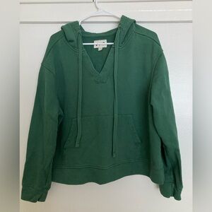 Pact Organic Cotton V-Neck Hoodie Sweatshirt Green XL Extra Large